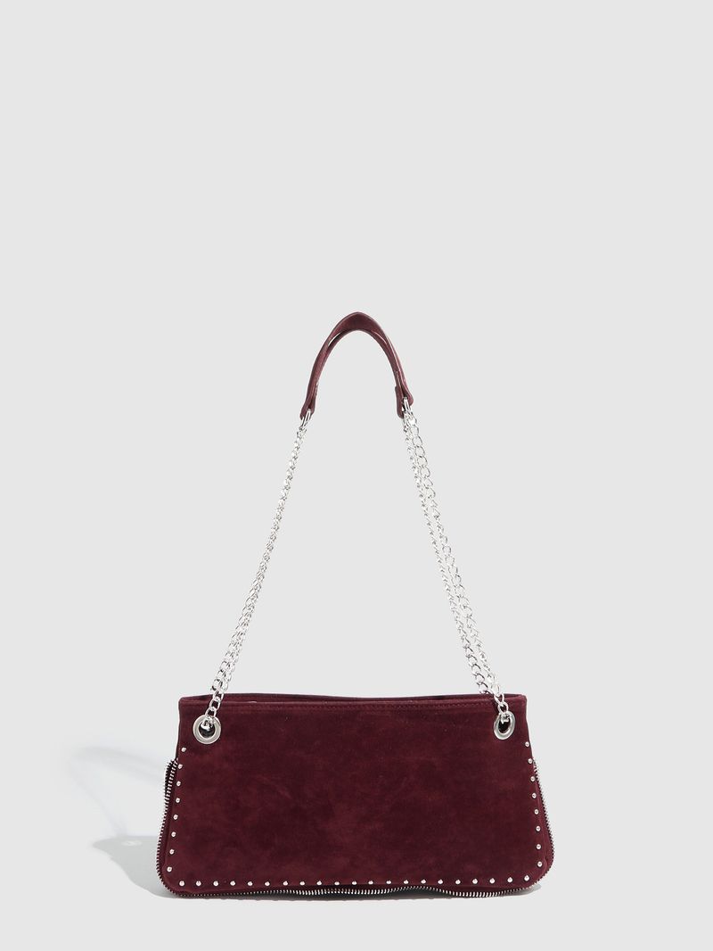Borse da donna Nuovo stile punk Borsa a tracolla con catena Borsa a tracolla con occhiello e rivetto Borsa da ascella Borsa da donna smerigliata_voghion.com
