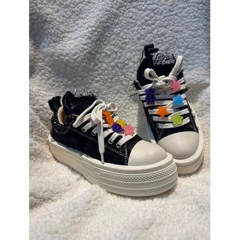 FORESHADOW 2.0 Zhao Lusi, scarpe da tavola da neve con suola spessa e rialzata in tela bianca e fragola, da donna_voghion.com