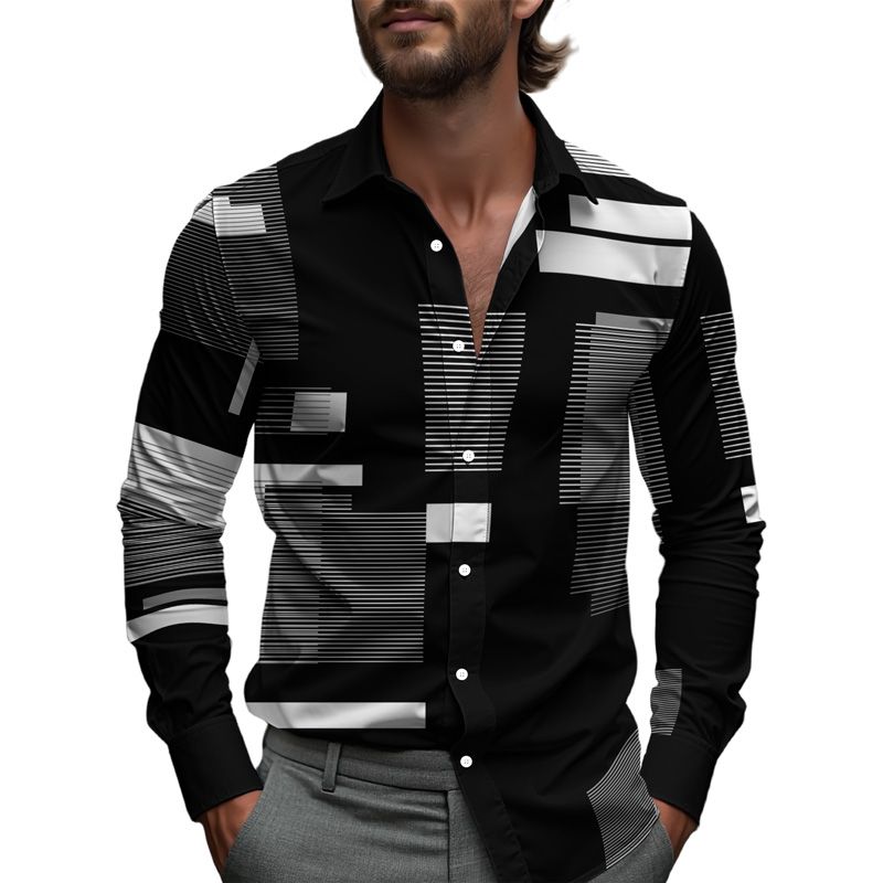 Camicia da uomo semplice, modello monopetto, con risvolto, nuova moda quotidiana, casual, comoda e ampia, da lavoro_voghion.com