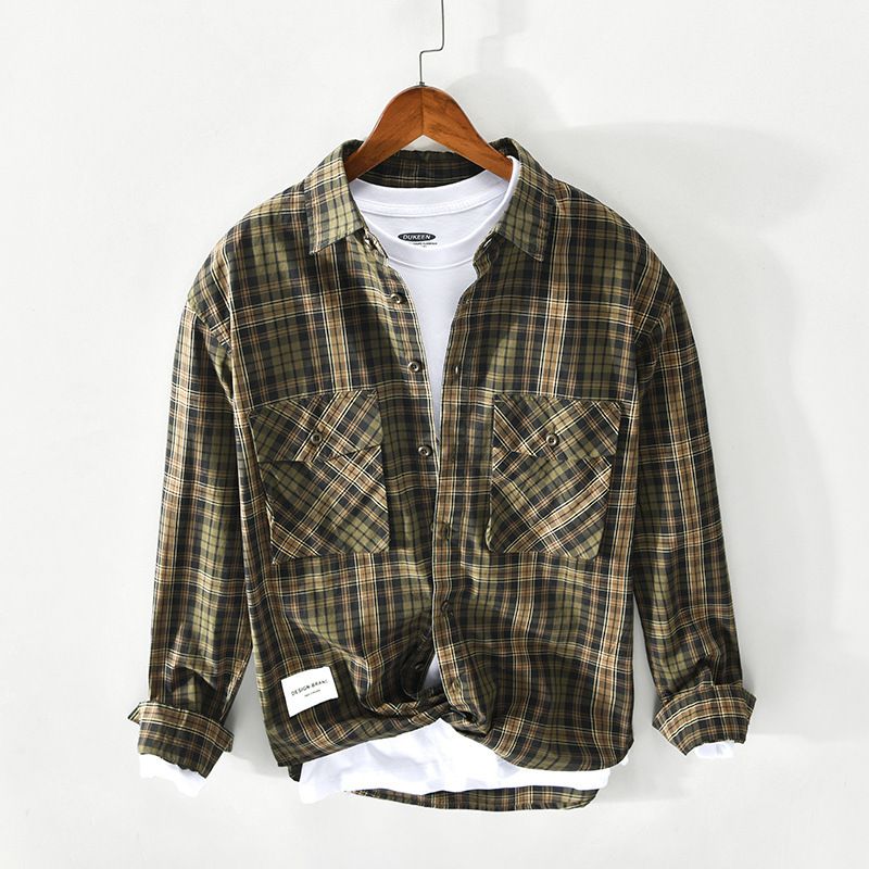 Nuova giacca casual da uomo a maniche lunghe in cotone a quadri_voghion.com