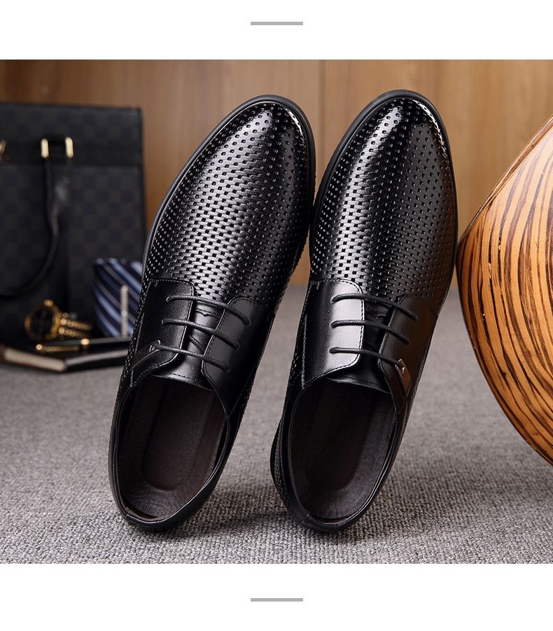 Sandali da uomo in pelle traspiranti e comodi, con lacci, alla moda, leggeri, formali, da lavoro, da uomo, estivi, da viaggio, in pelle di vacchetta cava_voghion.com