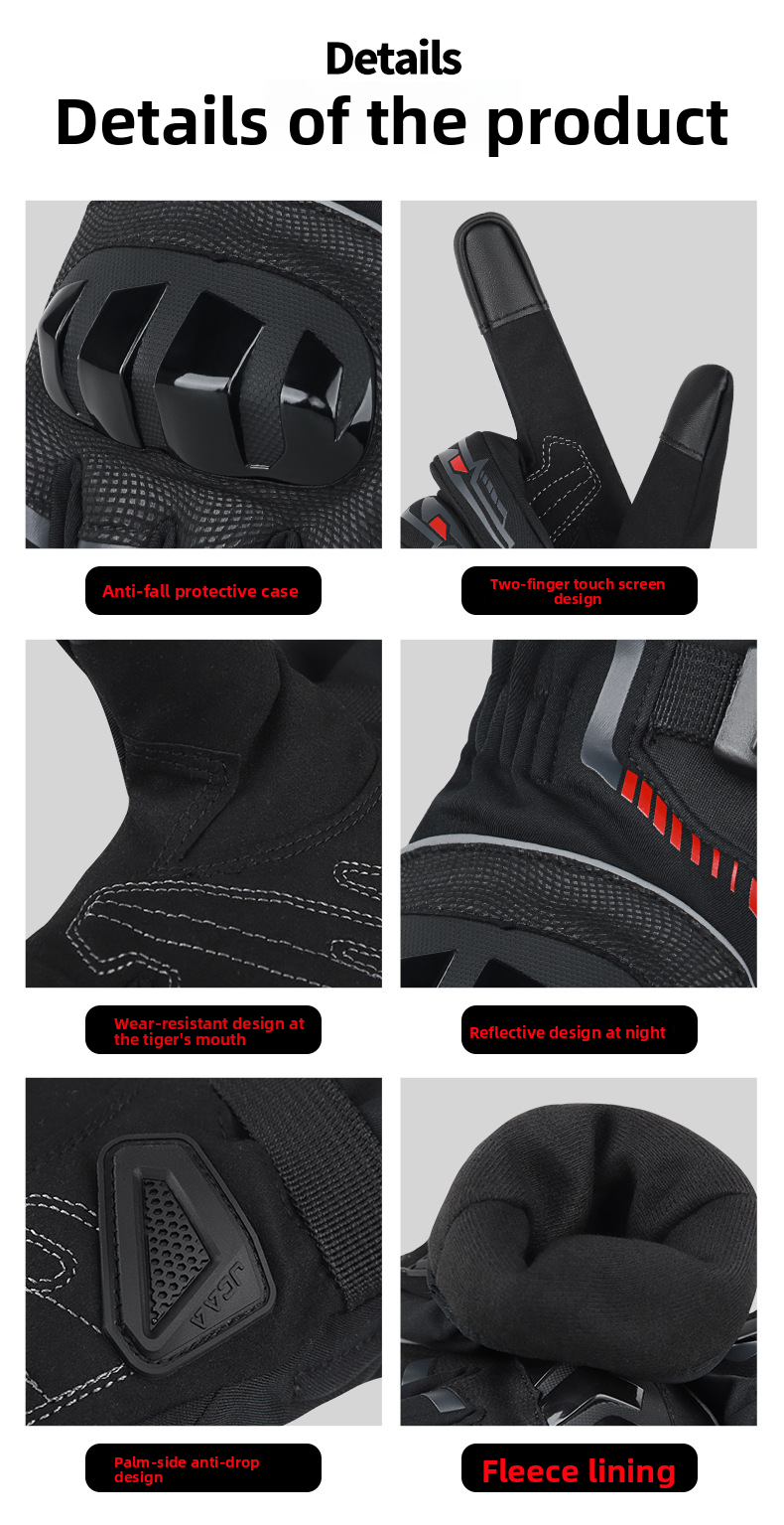 JCCA Winter-Motorradhandschuhe für Damen und Herren – wasserdicht, winddicht, fleecegefüttert, kältebeständig_voghion.com