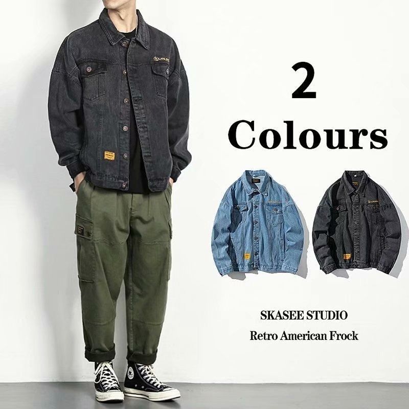 Men's Clothing Denim Trendy Style Fashion Street Style Handsome Loose Denim Jacket Clothes_voghion.com