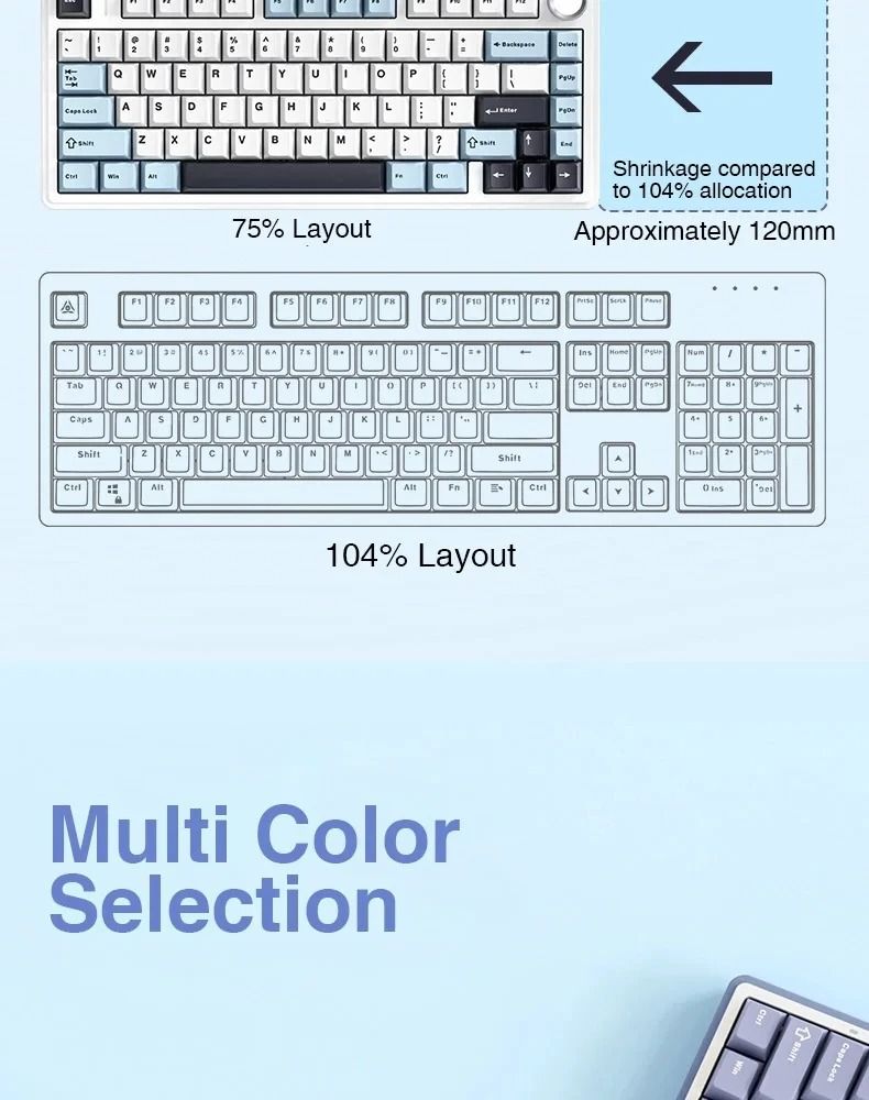 AULA Tarantula F75 Özel Mekanik Klavye Conta Yapısı Tam Tuş Sıcak Değiştirme Kablosuz Üç Modlu Bluetooth MAX_voghion.com