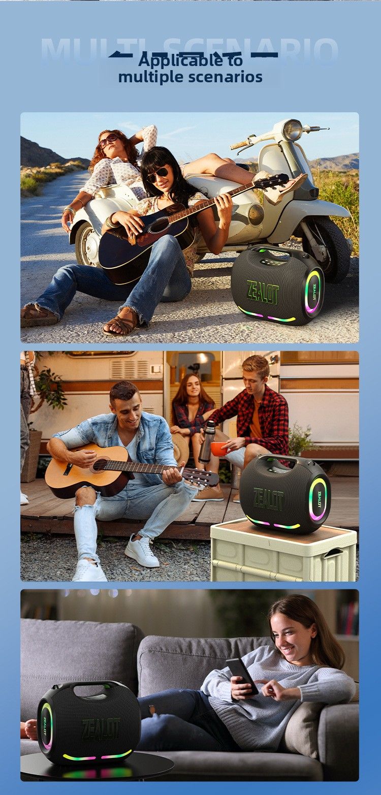 【Wysoka jakość】 Fanatic Ze01 Bluetooth przenośny zewnętrzny wodoodporny głośnik o dużej mocy z mikrofonem do karaoke w domu_voghion.com