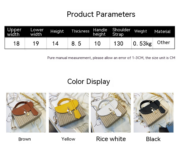 New Women's Bag Korean Fashion Lock Straw Bag Casual Handheld Small Square Bag Woman_voghion.com