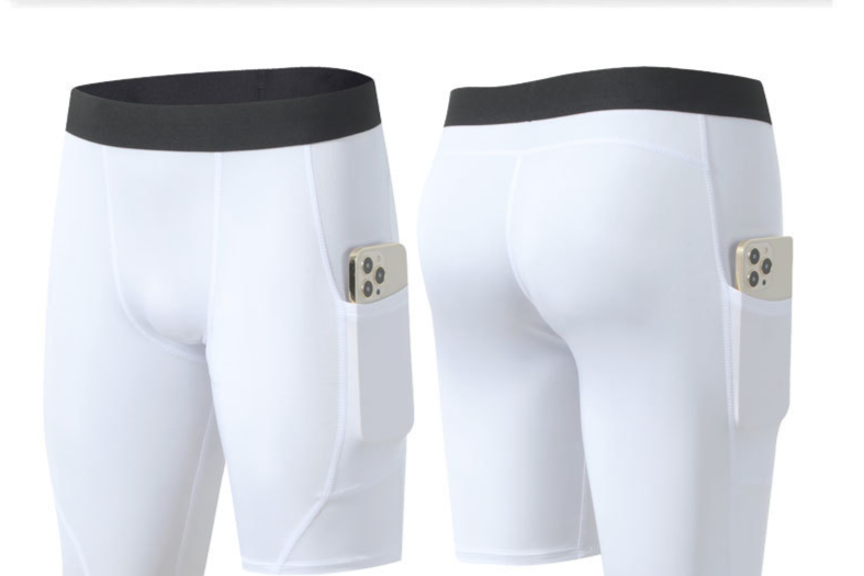 Herrenbekleidung, Fitness-Hosen mit Taschen, kurze Hosen und kurze Beinhosen, Trainingskompression, hohe Dehnbarkeit, schnell trocknende Unterteile für Männer_voghion.com