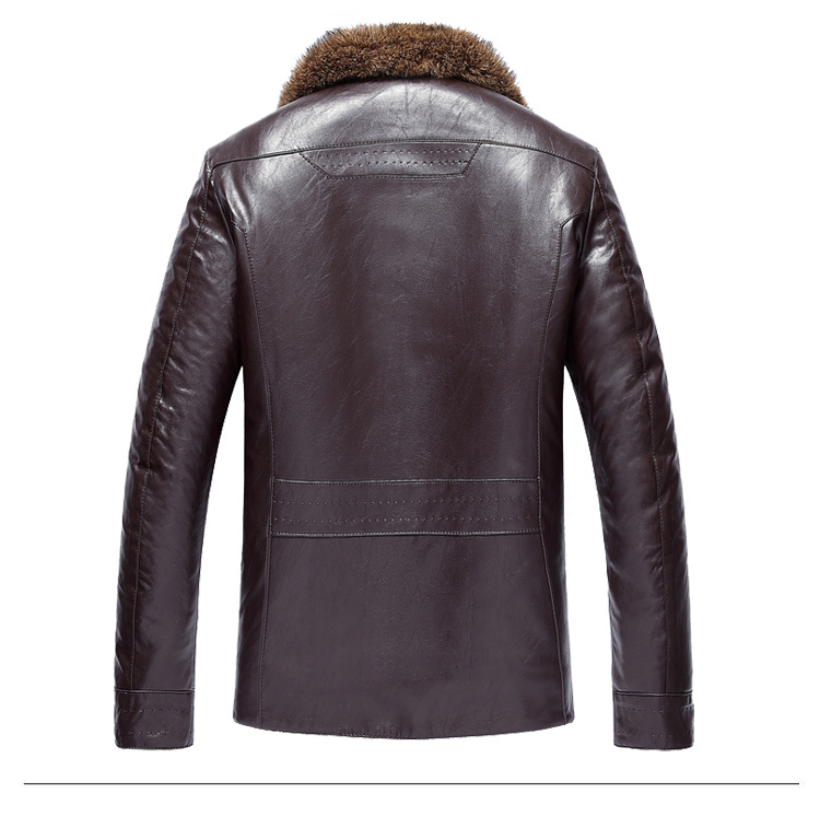 Abrigo largo de piel de mapache de invierno con cuello de piel grande para hombre abrigo de cuero grueso_voghion.com