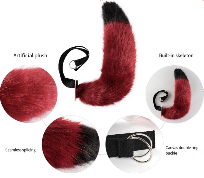 Cosplay a mano orecchie di animali set di animali oggetti di scena orecchie di volpe fascia per capelli coda di volpe accessori_voghion.com