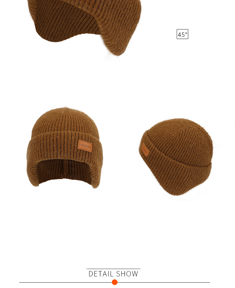 Unisex Knit hat for men and women autumn and winter warm fashion lovers flip ear folding multi-purpose ear protection wool hat_voghion.com