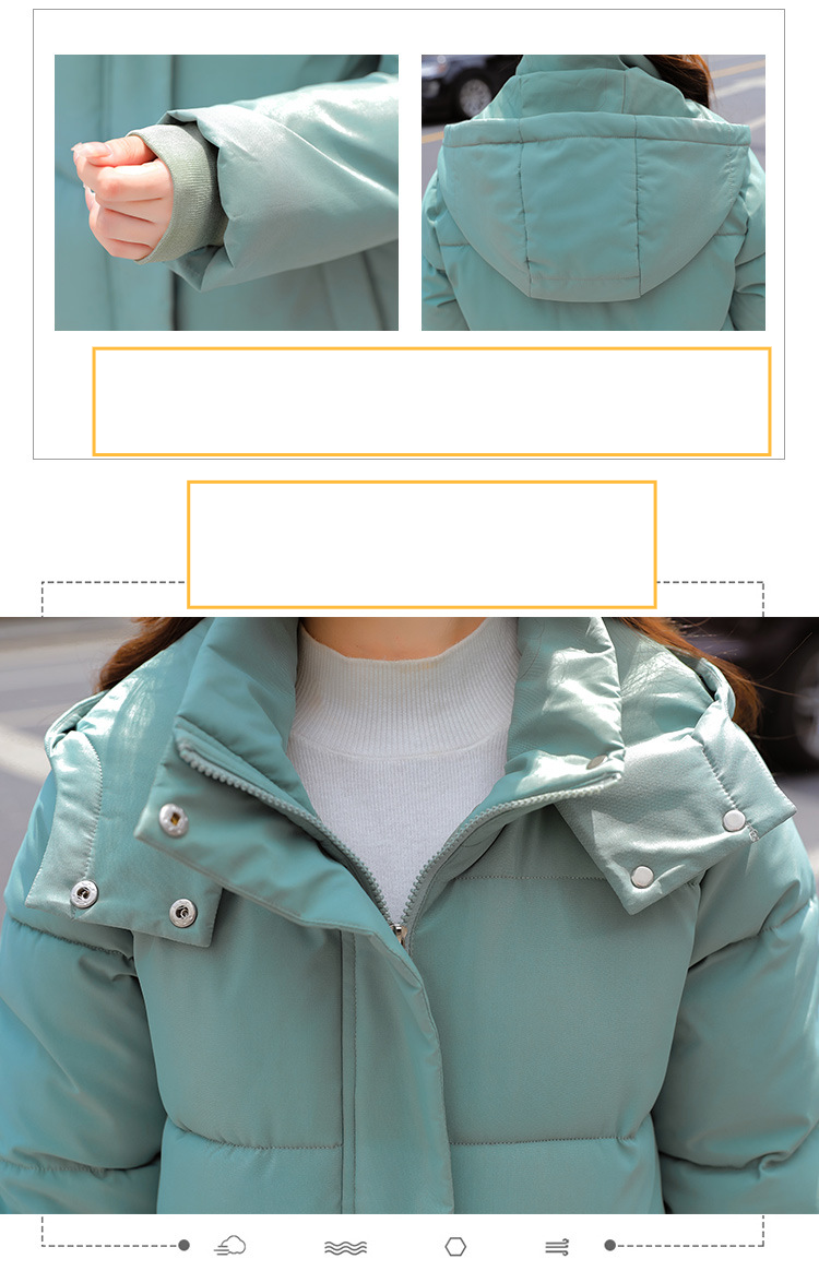 Vêtements pour femmes Veste matelassée pour femme, extra longue, au-dessus du genou, version coréenne, coupe slim, veste en coton mi-longue chaude et épaisse pour_voghion.com