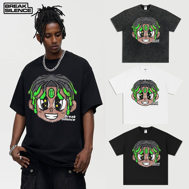 Meeste rõivad originaalsed käsitsi maalitud graffititega trendikad brändi rasked puuvillased lühikeste varrukatega T-särgid_voghion.com