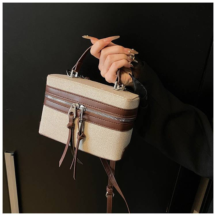 Borse da donna, nuovo design di nicchia, borsa a tracolla in tela retrò con giunzioni, versatile borsa da pendolare, borsa a tracolla, borsa per il pranzo_voghion.com