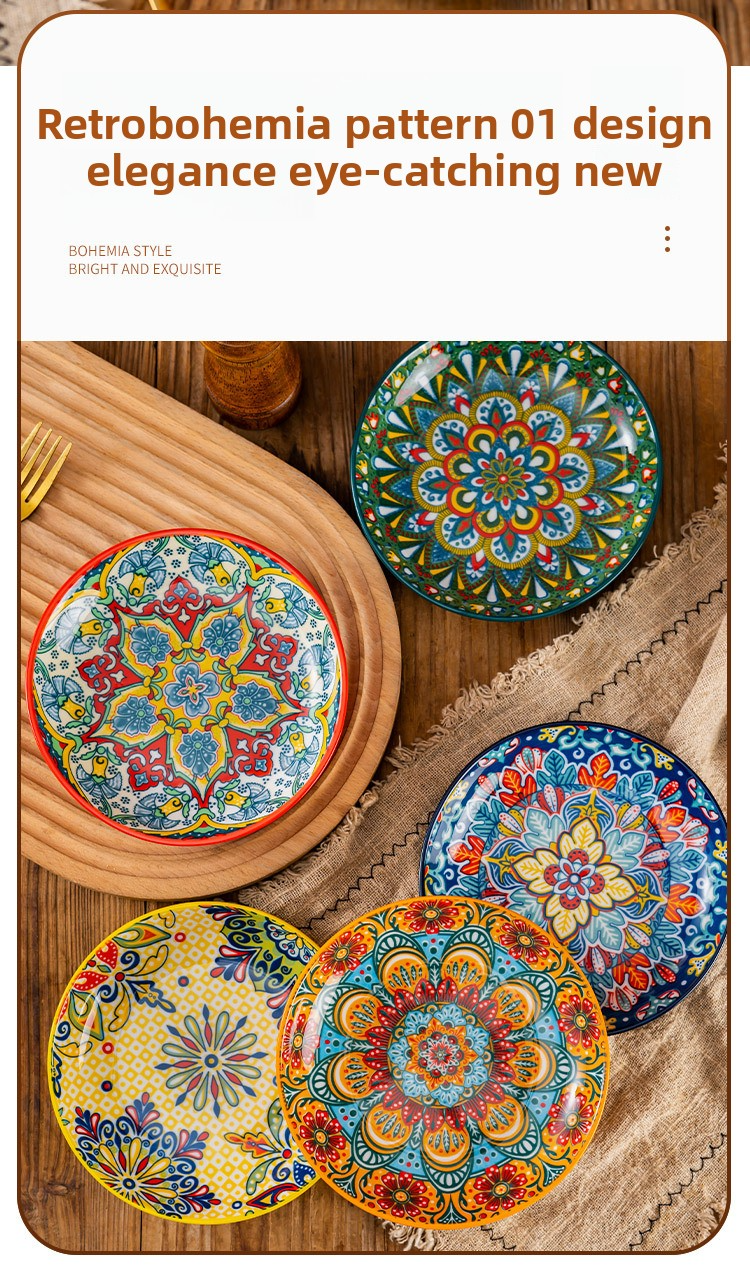 Bohem Tarzı Seramik Kemik Tabak - 6.5 İnç Küçük Tabak Mezeler Meyveler ve Atıştırmalıklar İçin_voghion.com