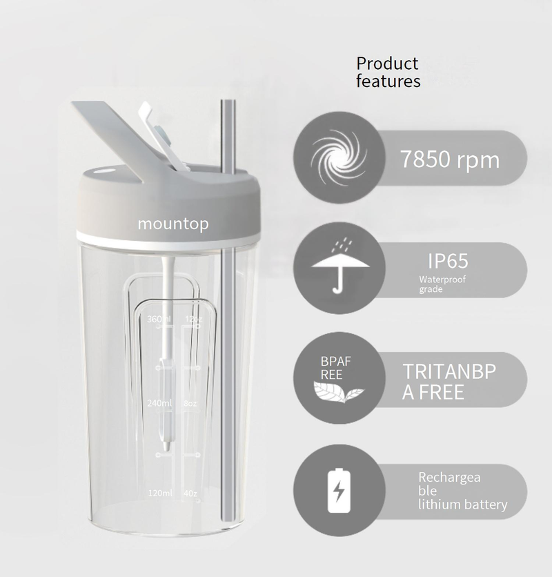 Mountop USB oplaadbare elektrische mengbeker - Automatische shaker voor proteïneshakes, koffie en smoothies, 550 ml, draagbaar en lichtgewicht_voghion.com