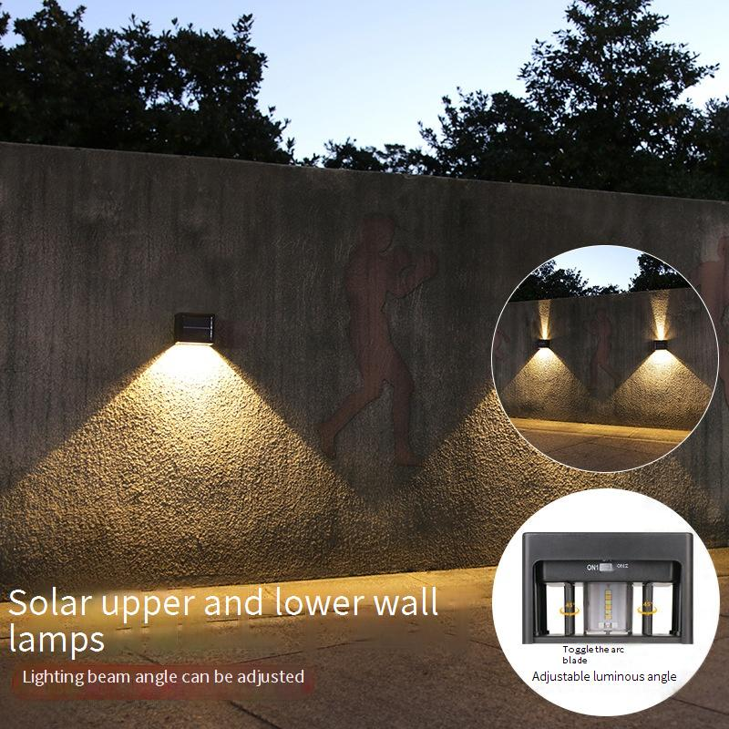 Solar Wall Light Outdoor, 6+6 LED Adjustable Garden Lights With Warm White Light, Waterproof Landscape Lighting For Patio, Yard, Fence, Villa_voghion.com
