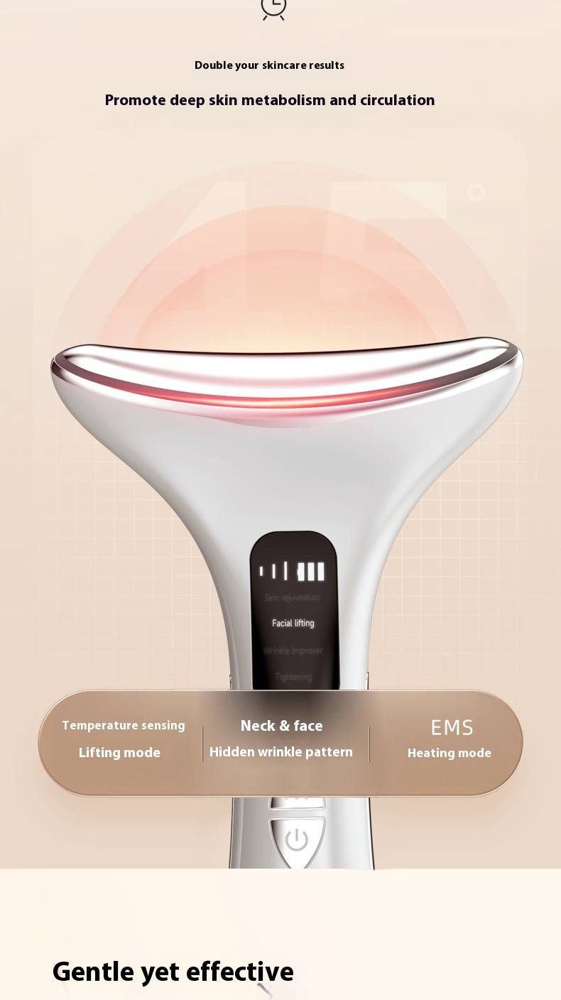 Mikrostrom-Nackenmassagegerät mit Heizung und LED-Therapie – Anti-Aging-Hautstraffungsgerät für Gesicht und Hals, vibrierende Lifting-Pflege für alle Hauttypen_voghion.com
