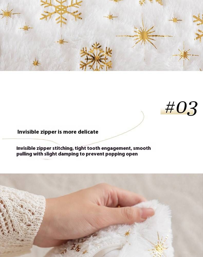 Federa per cuscino natalizio con fiocchi di neve - Decorazione festiva per divano e letto, 45x45 cm/50x50 cm, morbida federa in ciniglia con fiocchi di neve in lamina d'oro_voghion.com