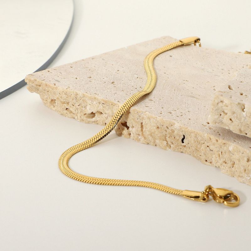 Internet Celebrity Style Metal Titanium Jewelry, Stainless Steel Golden 3mm Blade Chain, Snake Chain Br, Female_voghion.com