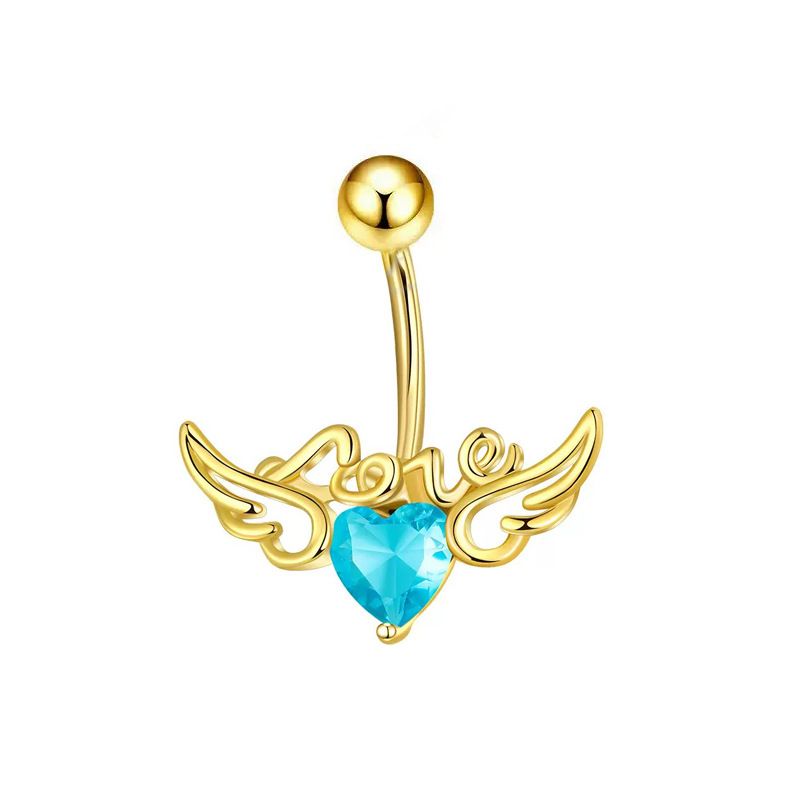 Piercing transfrontaliero con ali d'angelo in zircone intarsiato, dolce anello per ombelico a forma di cuore_voghion.com