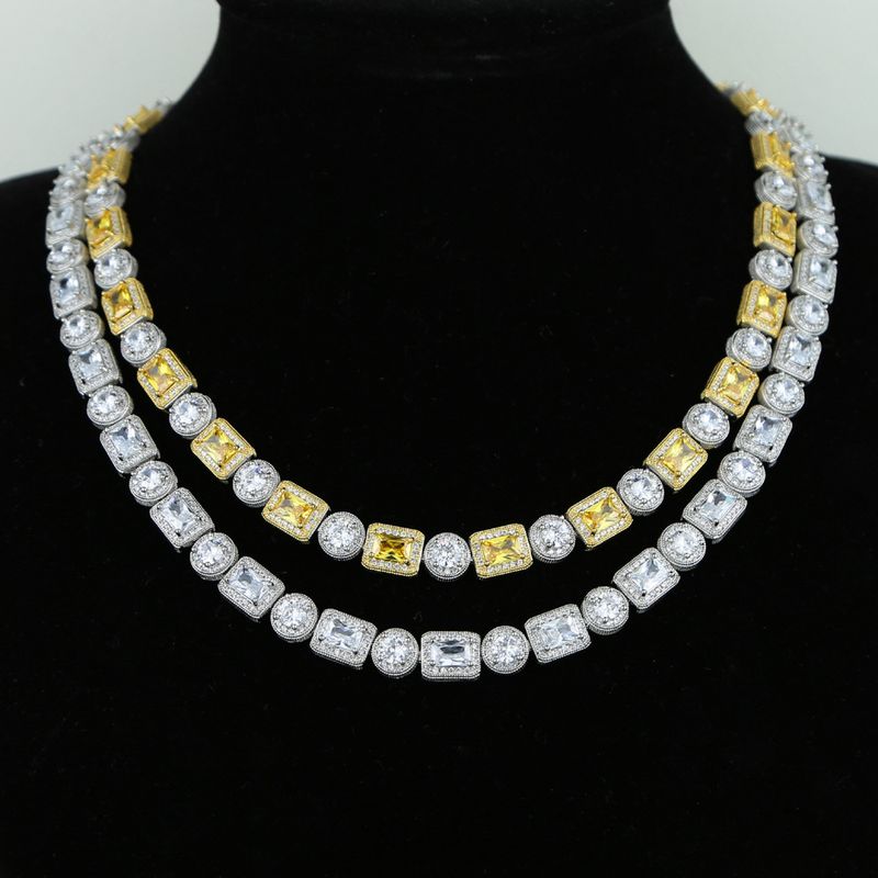 8mm ronde rechthoekige zirkoon ketting hiphop modetrend koppel ketting_voghion.com