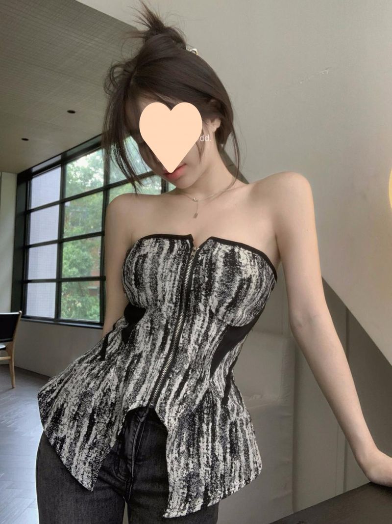 American Style High-End Chic Mini Dress Sweet And Spicy Black Unique Strapless Top + Shawl Set For Women_voghion.com