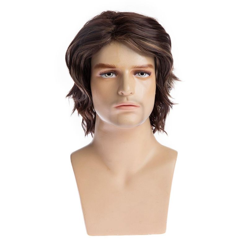 Synthetic Clip-in Fashion Wigs Men's Short Curly Wigs Dark Brown Short Curly Wigs_voghion.com
