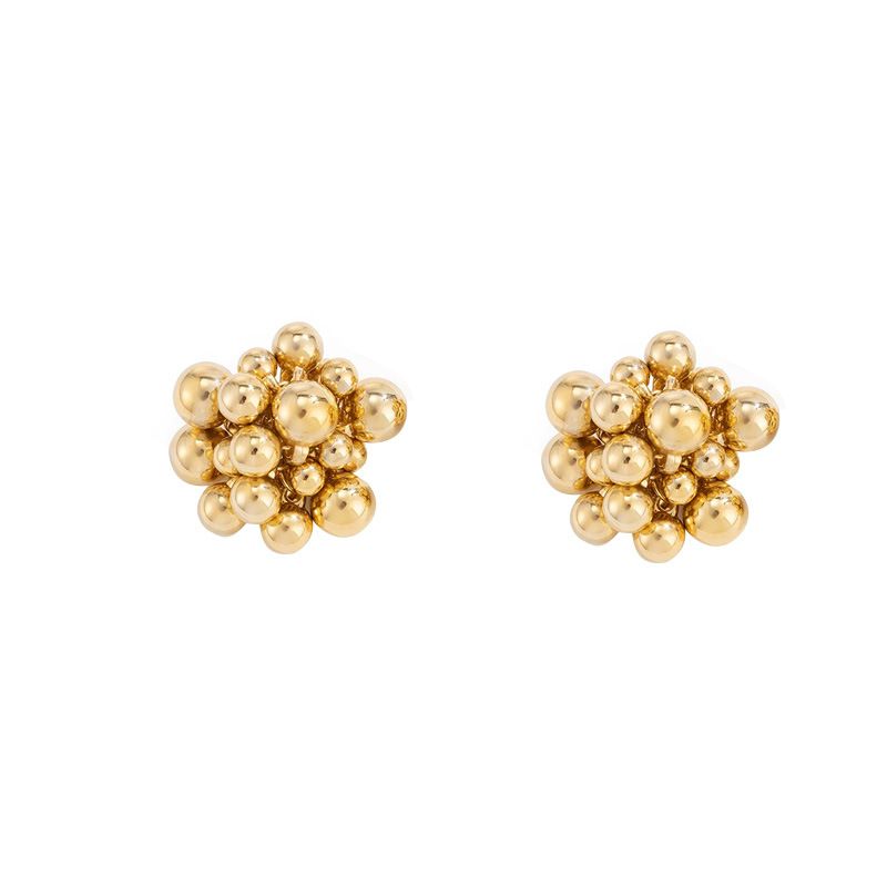 Lugong New High-end Metal Ball Niche Grape Cluster Style Alloy Stud Earrings Jewelry_voghion.com