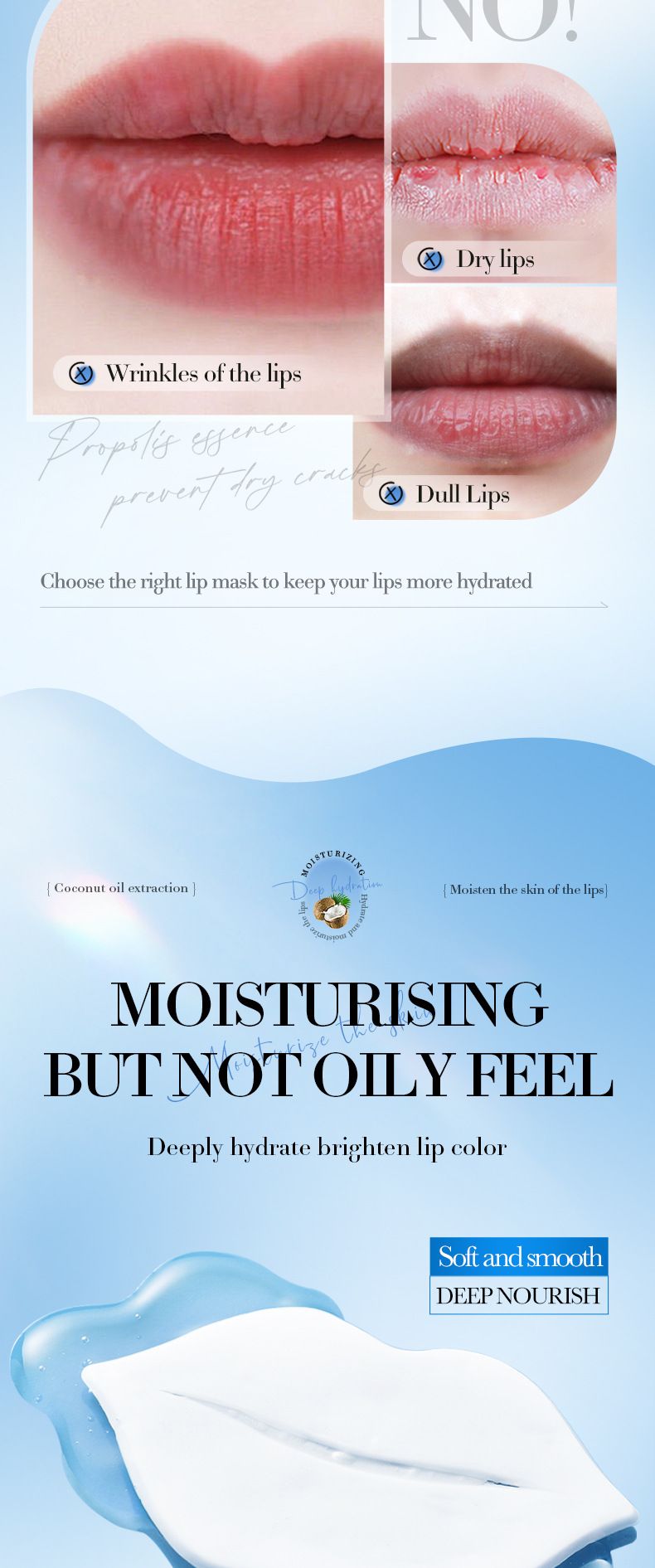 Maschera nutriente all'olio di cocco 8 g, balsamo labbra idratante, anti-crepe, per autunno e inverno, prodotti per la cura della pelle_voghion.com