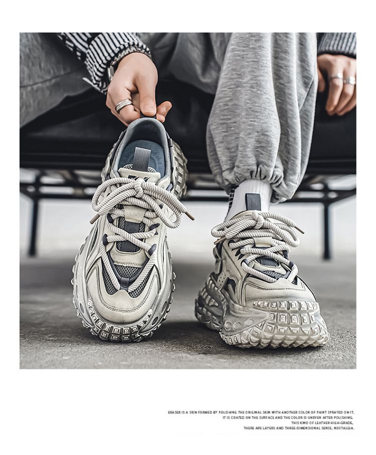 Men’s Shoes mesh breathable sports casual shoes non slip height increasing student personality dad shoes trendy shoes_voghion.com