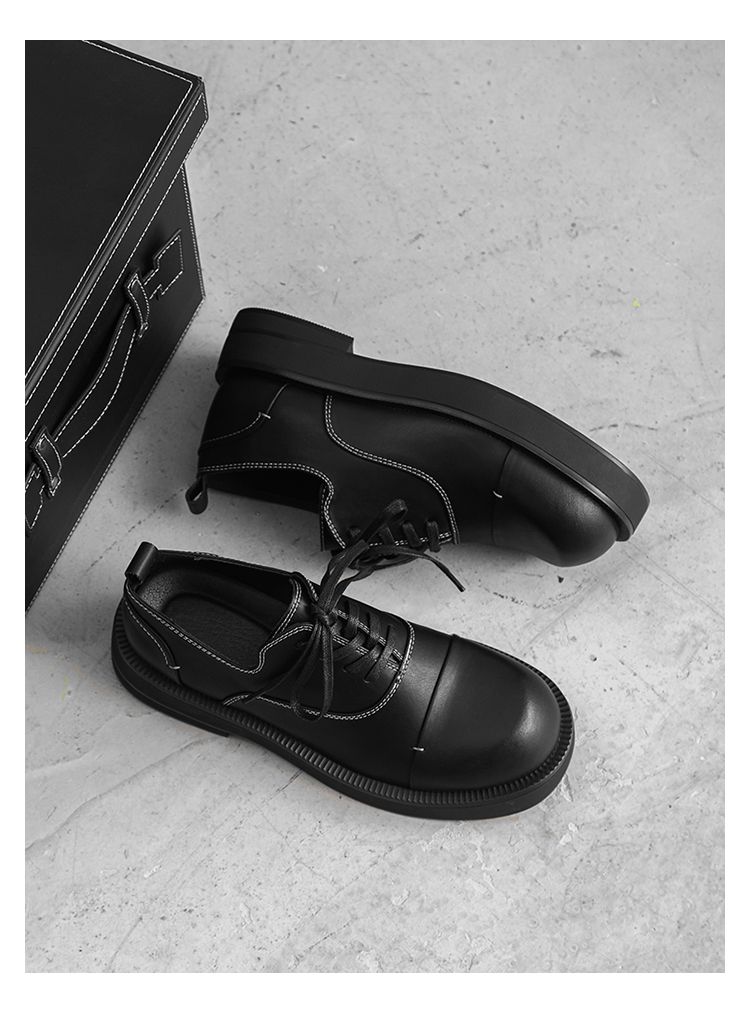 Niche – Weiße E Big Head Vibe – Lässige Derby-Schuhe mit dicker Sohle_voghion.com