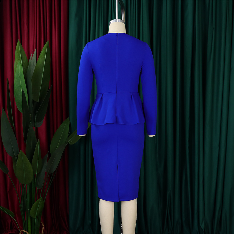 Women's Autumn And Winter New Long-sleeved OL Temperament Elegant Ruffled African Dress_voghion.com
