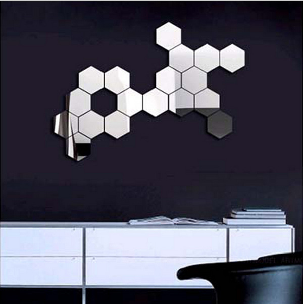 JM006 pegatina de pared de espejo acrílico hexagonal DIY decoración del hogar pegatina de espejo tridimensional impermeable_voghion.com
