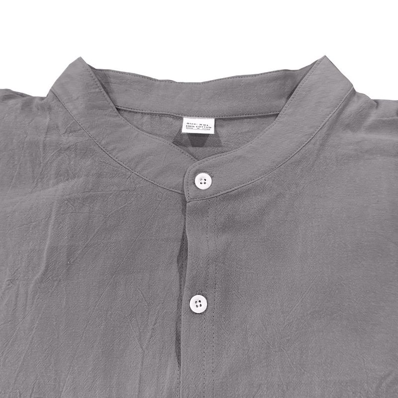 Camicia da spiaggia a maniche lunghe, semplice, traspirante, in lino, casual e ampia, da uomo, stile hawaiano, stile transfrontaliero americano._voghion.com