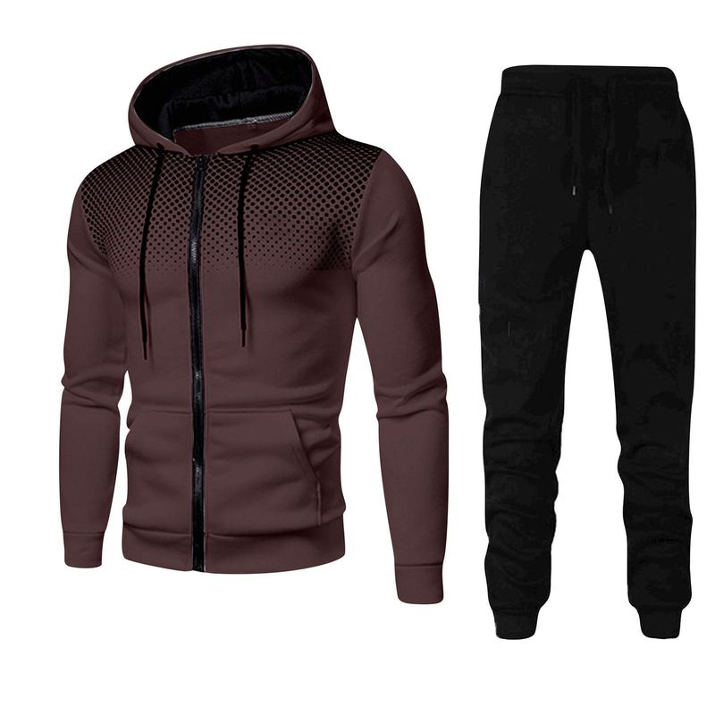 Ropa para hombre 2024 nuevo traje de color sólido con estampado de lunares otoño e invierno sudaderas con capucha deportivas para hombres y mujeres y pantalones deportivos_voghion.com