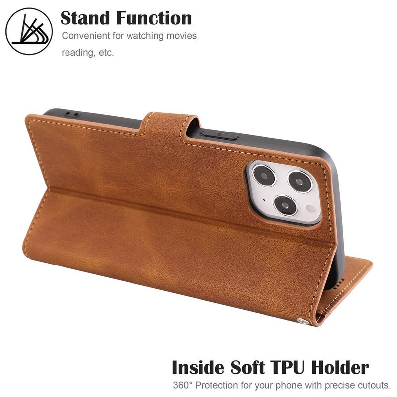 Husă din piele potrivită pentru iPhone 16, husă pentru telefon mobil cu 12 carduri, volum reglabil stânga și dreapta, husă de protecție pentru telefon mobil_voghion.com