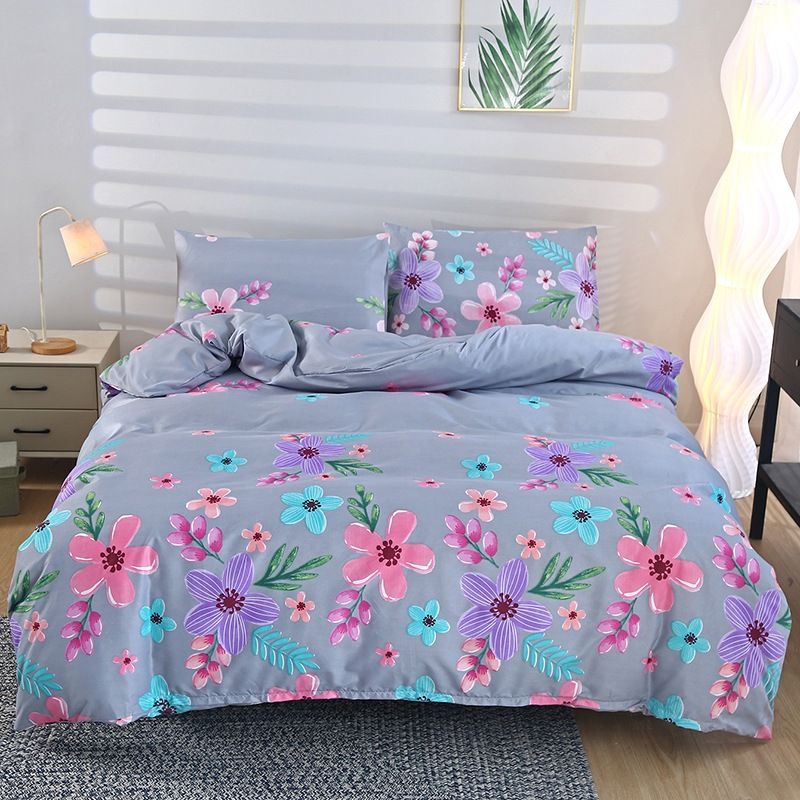 Conjunto de capa de edredom de algodão escovado de luxo estampado - roupa de cama macia tamanho casal/queen/king size para casa e dormitório universitário_voghion.com