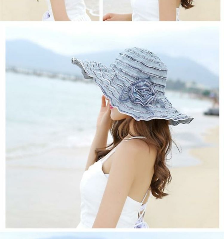 Women Summer Sun Travel UV Protection Foldable Adjustable Wide Brim Hat For Beach_voghion.com