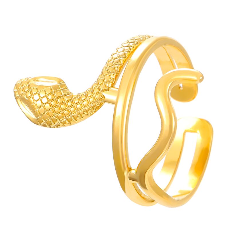 anello geometrico in acciaio inossidabile con design alla moda, anello da donna con goccia d'acqua, anello con serpente, anello di apertura, gioielli_voghion.com