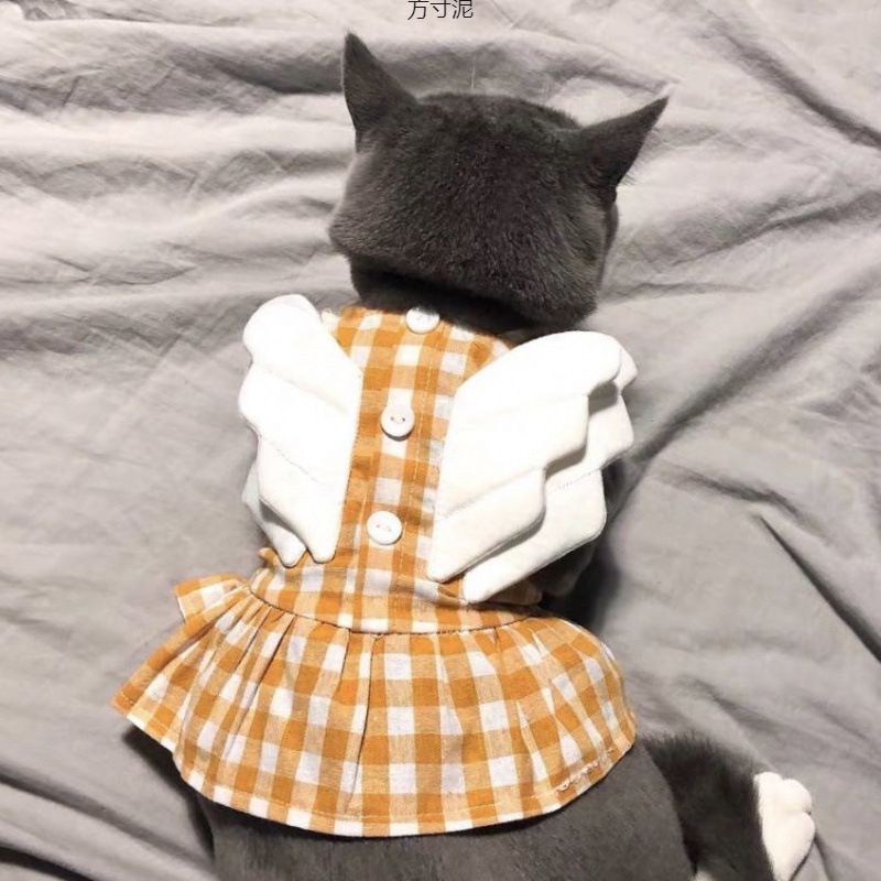 Little Wings Plaid Rock Sommer Dünne Teddy Pet Pommerschen Pudel Schnauzer Kleine Hund Kleidung Fabrik_voghion.com