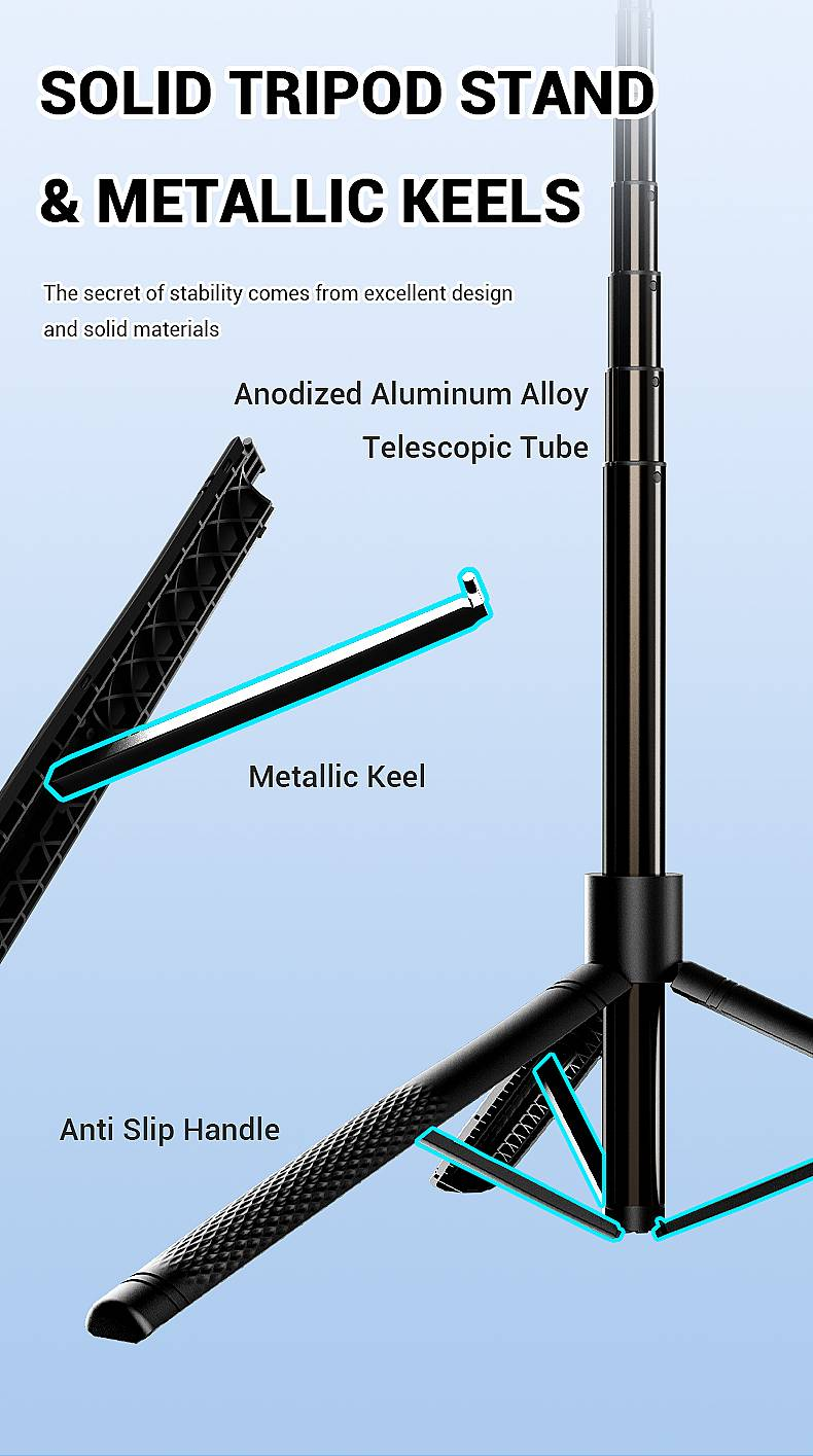 SelfieCom Selfie Stick K29 (2.15M+Bluetooth Remote Control+aluminum Alloy Tube+metal Keel Bracket)_voghion.com