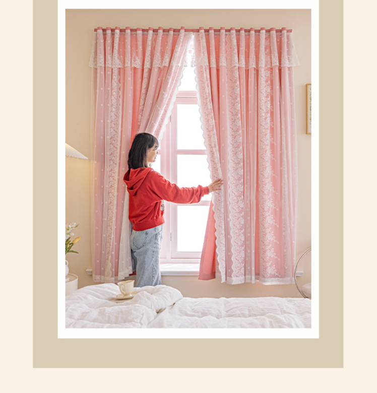 Home Furniture Cremefarbener Vorhang mit Klettverschluss, stanzfreie Installation, Schlafzimmer, Balkon, hohe Lichtabschirmung, selbstklebende Vorhänge_voghion.com