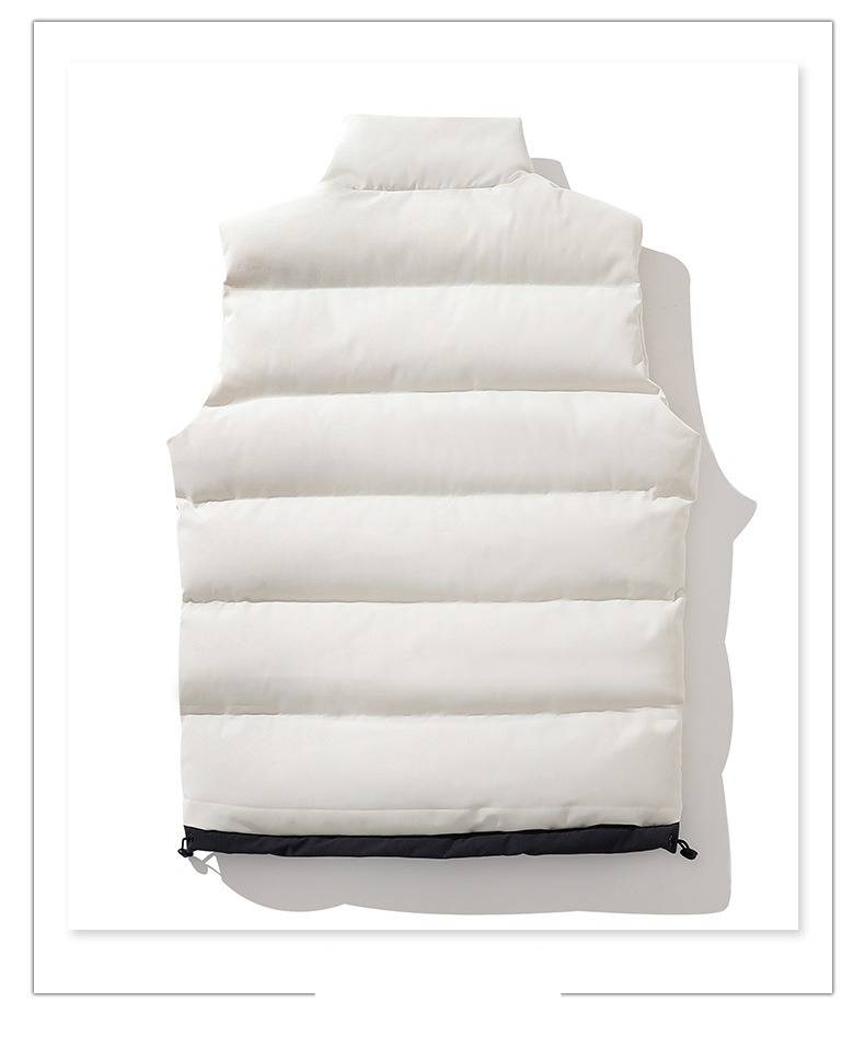 Chaleco informal holgado de poliéster con cuello alto para hombre, color liso, ideal para combinar en invierno._voghion.com
