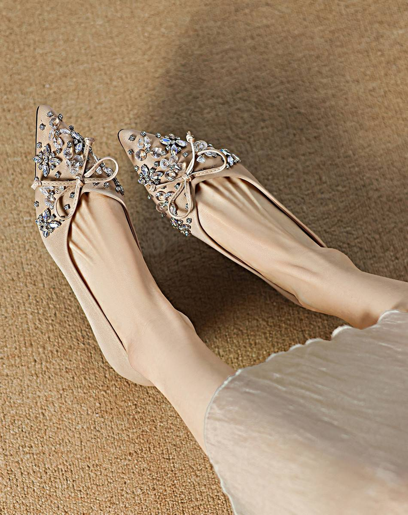 Cameido Women's Casual Shoes - Beige Pointed Toe With 1CM Drop Glue Sole_voghion.com