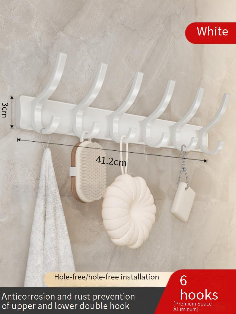 Robuste selbstklebende Haken aus Aluminium, ohne Bohren an der Wand zu befestigen, für Badezimmer, Küche, Tür, Schrank (3/4/5/6/7/8 Haken)_voghion.com
