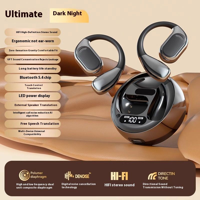 Écouteur de traduction multilingue ECAMANT M76 - Traducteur d'appels vocaux et vidéo en temps réel, antibruit, compatible Bluetooth/Wi-Fi_voghion.com
