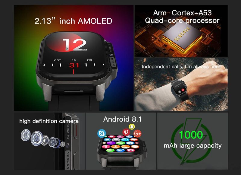 Smartwatch – 4G LTE-Anrufe, GPS-Tracking, Herzfrequenzmesser, wasserdicht, AMOLED-Display, Unisex-Outdoor-Sportuhr_voghion.com