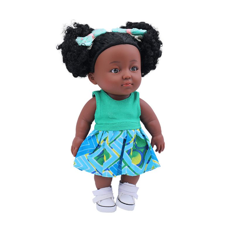 Vinyl Simulation Black Doll, Soft Rubber Girl Doll Toy, Children's Dress Up Doll Baby African Doll, Baby Soothing Doll_voghion.com