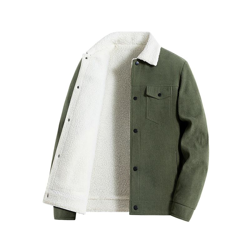 Men's Heavyweight Fleece Sherpa Jacket - Winter Warm Lined Coat With Stand Collar, Casual Streetwear For Urban Style_voghion.com