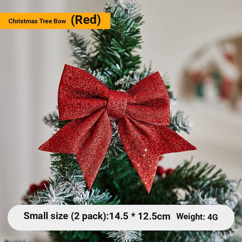 Elegant Christmas Bow Decorations – Premium Fabric Tree & Wall Hangings For Festive Home & Store Displays (White/Pink/Red/Gold/Silver/Champagne)_voghion.com